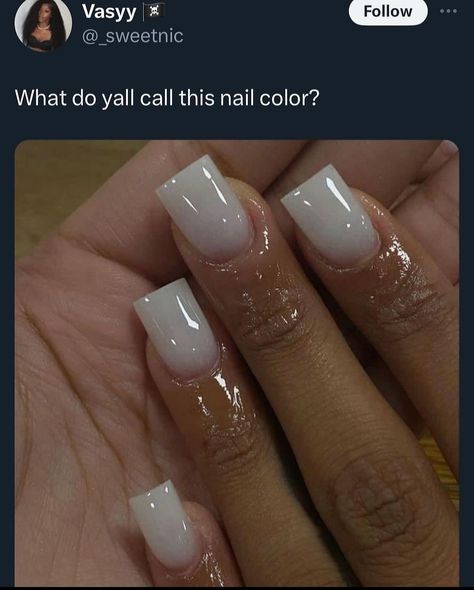 Off White Nails Short, Short Manicures Gel, Shortie Acrylic Nails Square, White Nails Glossy, Classic Nails Black Women, Nut Color Nails Short, Basic Shorties Nails, Sharp Square Nails Short, Nut Nails Acrylic