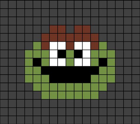 A small pixel art template of Oscar the Grouch's face from Sesame Street the program (muppet). Pixel Art Sesame Street, Sesame Street Pixel Art, Sesame Street Perler Beads, Small Pixel Art Grid, Tiny Pixel Art, Small Pixel Art, Melt Beads Patterns, Pony Bead Projects, Pixel Art Tutorial