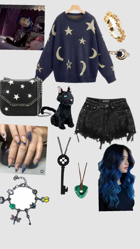 Coraline Whybee, Caroline Inspired Outfits, Coraline Halloween Costume Ideas, Coraline Clothes Aesthetic, Coraline Costume Ideas, Coraline Outfit Ideas, Coraline Outfit Aesthetic, Coraline Aesthetic Outfit, Coraline Clothes