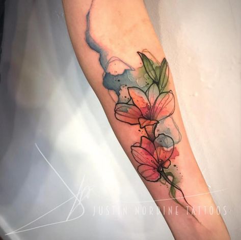 Watercolor Flower Tattoo, Wildflowers Tattoo, Watercolor Tattoo Artists, Flower Tattoo Meanings, Flower Tattoo Drawings, Watercolor Tattoo Flower, Flower Tattoo Arm, Flower Tattoo Sleeve, Lily Tattoo