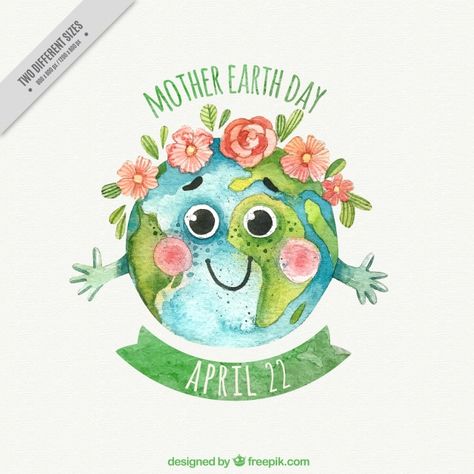 Watercolor background with decorative flowers for mother earth day Free Vector Earth Day Drawing Ideas, Mother Earth Drawing, Earth Day Images, Earth Day Drawing, Earth Day Posters, Earth Drawings, Wildlife Day, Cute Banners, Save Earth