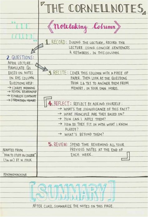 Cornell Notes Example, Cornell Notes Template, Cornell Notes, History Notes, Notes Template, Note Taking, Study Motivation, Study Tips, Make You Feel