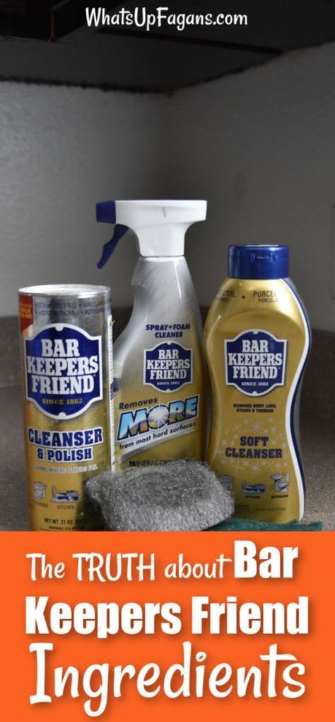 An Inside Look at Bar Keepers Friend Ingredients and if they are Natural cleaning products, and if it contains bleach, and if Bar Keepers Friend is safe to use in your home around kids. Well, I've done some digging for you and found the answers so read on! #bkfbeforeandafter #barkeepersfriend #cleaningproducts #cleaningtips #naturalcleaning #greencleaning Barkeepers Friend, Dusting Spray, Clean Baking Pans, Bar Keepers Friend, Bar Keeper, Washing Soda, Cleaner Recipes, Deep Cleaning Tips, Kitchen Cleaning Hacks