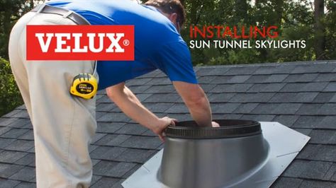 VELUX Install Video: SUN TUNNEL Skylights Tunnel Installation, Sun Tunnel, Ceiling Diffuser, High Quotes, Velux Skylights, Front Hallway, Light Tunnel, Dark Hallway, Sky Light