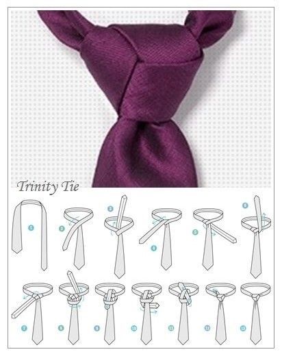 How to tie a trinity tie How To Tie A Necktie, Cool Tie Knots, Tie Knots Men, Tie Knot Styles, Simpul Dasi, Tie A Necktie, Knots Guide, Neck Tie Knots, Knots Diy