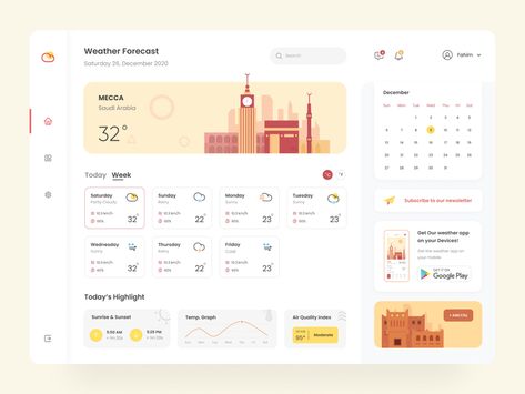 Weather Forecast Dashboard by Fahim Hasan on Dribbble Weather Dashboard, Weather Website, Weather Application, App Design Layout, Ui Design Dashboard, Graphisme Design, Weather App, Admin Dashboard, Website Ideas