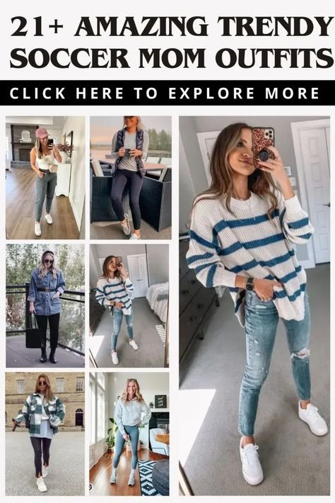 21 Amazing Trendy Soccer Mom Outfits: How to Dress Like a Stylish Soccer Mom 51 Sports Mom Outfit, Soccer Mom Style, Chic Athleisure Outfits, Stylish Running Shoes, Mom Graphic Tees, Branded Outfits, Mom Outfit, Soccer Game, Simple Tees