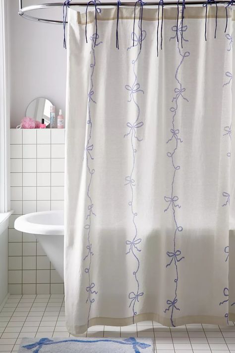 Urban Outfitters Bathroom, College Bathroom, Urban Outfitters Curtains, Girly Bathroom, Dorm Bathroom, Cute Shower Curtains, Uo Home, Cotton Shower Curtain, Inspire Me Home Decor