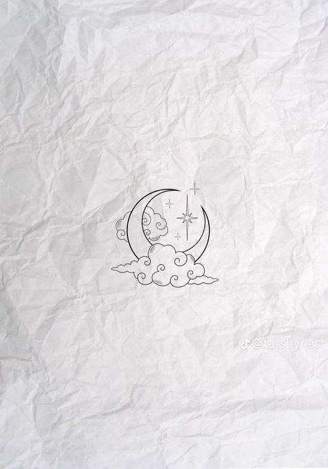 Cloud Tattoo Design, Night Tattoo, Earthy Tattoos, Moon And Clouds, Celestial Tattoo, Cloud Tattoo, Small Girl Tattoos, Cat Tattoo Designs, Cute Little Tattoos