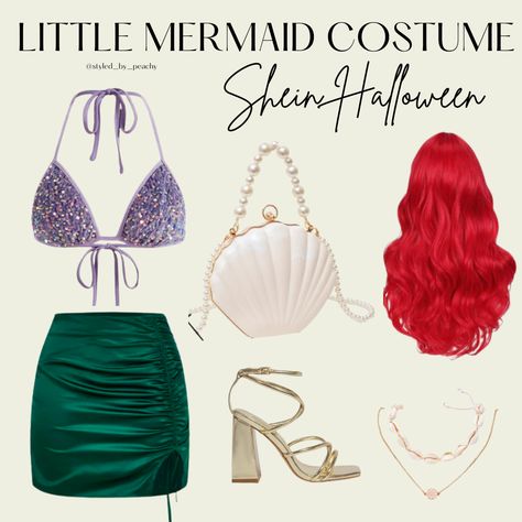 little mermaid costume ariel halloween costume inspo disney princess outfit Ariel Princess Costume College, Ariel Princess Costume, Halloween Costumes Ariel, Ariel Diy Costume, Ariel Costume Halloween, Ariel Costume Ideas, Ariel Costume College, Simple Ariel Costume, Diy Ariel Costume Women