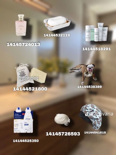 Soap Decal Codes Bloxburg, Bloxburg Bathroom Ideas Black People, Bloxburg Dish Soap Decal, Bloxburg Room Ideas Bathroom, How To Put Decals In Bloxburg, Candle Decals Bloxburg, Bloxburg Shelf Decal Codes, Bloxburg Shower Ideas, Bloxburg Items Codes