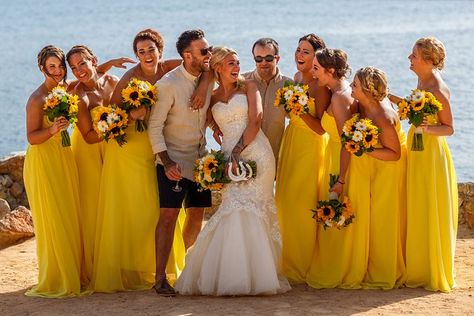 Manchester Wedding, Sunflower Wedding Decorations, Beauty And Beast Wedding, Beach Wedding Decorations Reception, Wedding Color Pallet, Sunflower Themed Wedding, Wedding Color Combos, Ibiza Wedding, Ibiza Beach