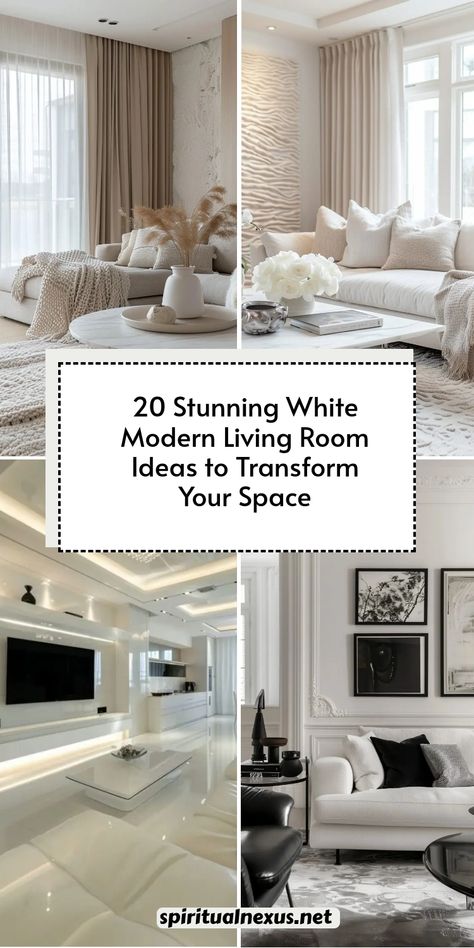 Looking for a fresh and stylish upgrade? Check out these 20 white modern living room ideas that will transform your space into a chic and inviting haven. From clean lines to modern decor, get inspired to make your living room a true reflection of contemporary elegance. #whiteModernLivingRoomIdeas #HomeInspo #ModernLivingRoom Elegant Interior Design Luxury Living, Modern Formal Living Room Ideas, Modern Living Room Ideas Luxury, White Modern Living Room, Living Room Designs Modern Luxury, Living Room Designs Modern, Modern White Living Room, Timeless Living Room, Minimalist Living Room Ideas