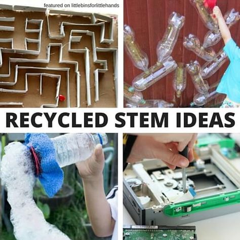 Earth Day Stem Activities, Earth Day Stem, Challenges For Kids, Winter Science Experiments, Recycling For Kids, Recycling Activities, Stem Ideas, Math Stem, Science Projects For Kids