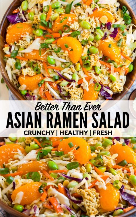 Asian Ramen Salad, Cabbage Coleslaw, Asian Ramen, Pasti Fit, Ramen Noodle Salad, Ramen Salad, Asian Rice, Healthy Version, Mandarin Oranges