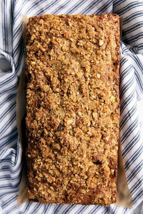 Cardamom Pistachio Zucchini Bread - Broma Bakery Pistachio Crumble, Spiced Pumpkin Bread, Amazing Deserts, Semolina Bread, Tea Breads, Pistachio Bread, Moist Zucchini Bread, Broma Bakery, Pumpkin Loaf