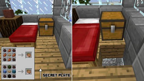 Secret Rooms Mod | Minecraft Mods Minecraft Lever, Mcpe Mods, Mincraft Idea, Minecraft Recipe, Secret Bookshelf Door, Secret Room Ideas, Minecraft Crafting Recipes, Secret Bookshelf, Minecraft Secrets