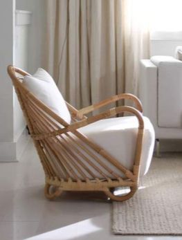 Bamboo chair - simple soft design makes the chair perfect for a nursery or reading den. #bamboochair #decor Goa Interiors, Ottawa Apartment, Bamboo Ideas, Unique Chairs Design, Bedroom Revamp, Beach Glam, Chair Inspiration, Bamboo Sofa, Chair Designs