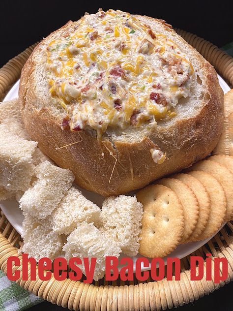 Warm Bacon Dip, Dip In Bread Bowl, Dip Bread Bowl, Cracker Spreads, Bread Bowl Dip, Fried Pie, Cheesy Bacon Dip, Best Dips, Bacon Cheese Dips