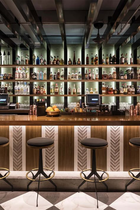 Rooftop @ 1WLO - Hotel, Restaurant & Nightclub Design by Big Time Design Studios English Bar, Back Bar Design, Bar Lounge Design, Bar Deco, Bar Restaurant Interior, Bar Counter Design, Nightclub Design, Decoration Restaurant, Bar Interior Design