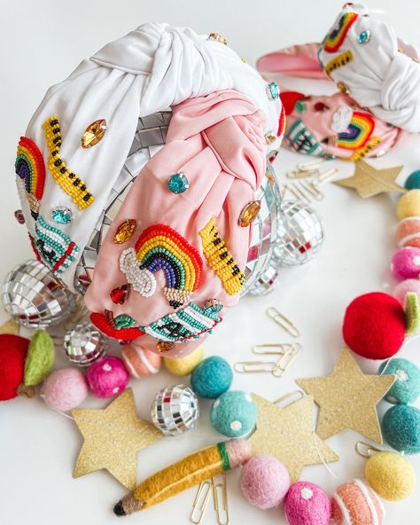 These beaded headbands are only the first peek (unless you see our stories) of all the intricate and beautiful variations coming to the shop this Friday! C’s become quite the headband girlie so I had to make sure there were options because ya girl is gonna try to hoard them all. 😆✨🚌🍎 Shop new back to school tees and accessories this Friday, July 12 at 2pm est ✨ Beaded Headbands, School Tees, Beaded Headband, July 12, Back To School, The One, The First, Quick Saves