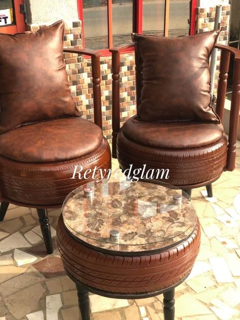 Tyre Ottoman, Tyre Seats, Recycled Furniture Design, Kursi Ban, Recycled Tyres, Repurposed Tire, Tire Table, Tire Seats, Tire Chairs