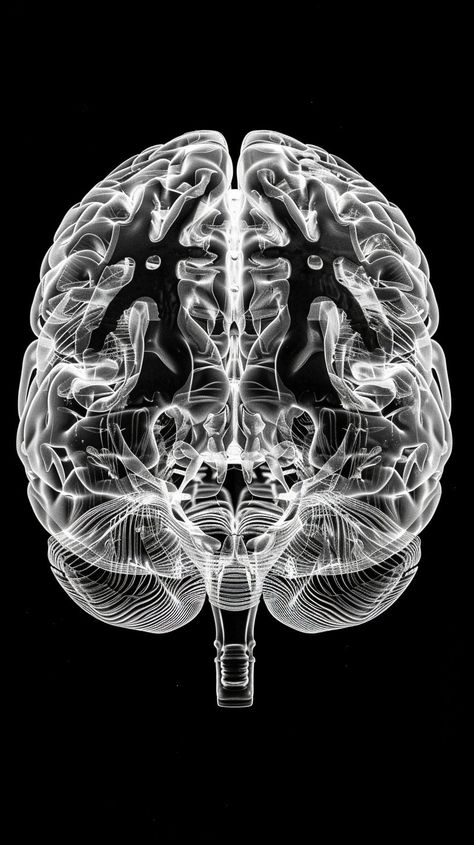 Brain Front View, White Image, Front View, The Brain, Brain, Highlights, Medical, Black And White, White