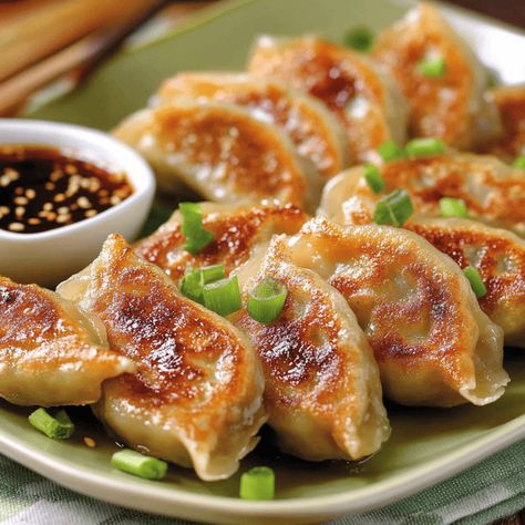 Fried Dumplings Chinese, How To Cook Dumplings, Asian Dumplings, Pork Dumplings, Sweet Pork, Asian Pork, Fried Dumplings, Pork Dumpling, Fried Pork