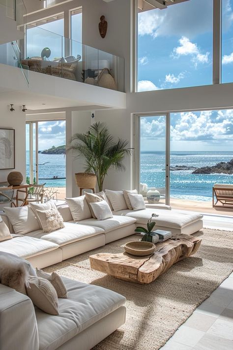 15 Aesthetic Fashionable Coastal Dwelling Room Concepts - Beautiful Harbor- #aesthetic #Coastal #Harbor #Ideas #living #Lovely #Modern #Room Check more at https://howcandothis.com/homedecoration/15-aesthetic-fashionable-coastal-dwelling-room-concepts-beautiful-harbor/ Coastal Concept Interior Design, Greek Coastal Decor, California Aesthetic Home Living Room, Sea View Living Room, Costal House Design, Modern Beach House Living Room Ideas, Subtle Coastal Living Room, Beach Vibe Interior, Greek Inspired Living Room