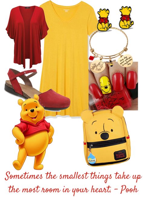 Winnie the Pooh outfit ideas | Winnie the Pooh Pooh Disneybound, Winnie The Pooh Outfit, Disney World Aesthetic, Disney Bound Outfits Casual, Clever Halloween Costumes, Disney Inspired Fashion, Retro Disney, Disney Trip Planning, Disney Bounding