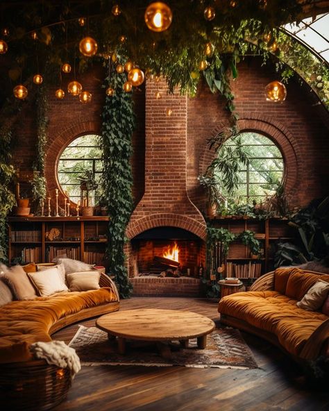 Goblincore House Exterior, Brick Room, Fantasy House, Earthship, Dream Room Inspiration, Dream House Interior, Cabins In The Woods, Pretty House, Dream Rooms