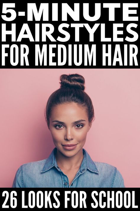 Casual Up Dos For Medium Hair, Cute Gym Hairstyles For Medium Hair, Medium Length Hair Ponytails, Short Hair Styles Easy Lazy Girl, Easy Quick Hairstyles For Medium Hair, Quick Updos For Medium Hair For Work, Easy Everyday Hairstyles For Medium Hair, Lazy Updo Hairstyles, Quick Morning Hairstyles