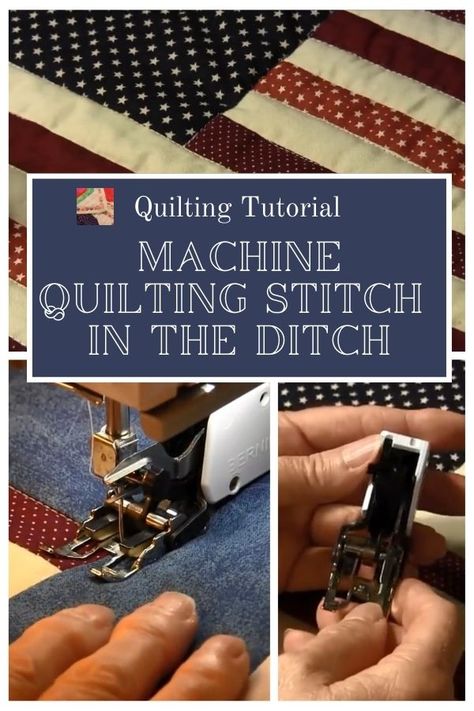 In The Ditch Quilting, Stitch In The Ditch, An Invisible Thread, Quilting Stitches, Quilting Tutorial, Machine Quilting Patterns, Straight Line Quilting, Quilt Stitching, Quilting Techniques