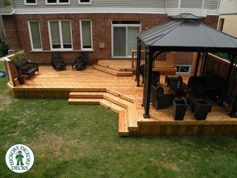 Two Tiered Deck, Red Cedar Deck, Tiered Deck, Cedar Deck, Patio Deck Designs, Deck Designs Backyard, Backyard Pergola, Deck With Pergola, Deck Plans