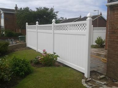 uPVC Fencing Bespoke Fence in White Vinyl Fence Landscaping, Plastic Garden Fencing, Brick Wall Gardens, Plastic Fencing, Yard Privacy, White Vinyl Fence, Vinyl Fence Panels, Vinyl Privacy Fence, Privacy Fence Designs