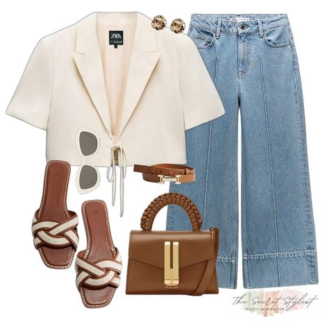 French Style Clothing, Casual Brunch Outfit, City Break Outfit, Shop The Outfit, Black Linen Trousers, Jeans Blazer, Boho Summer Outfits, Outfit Layout, Effortlessly Chic Outfits