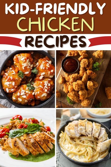 These kid-friendly chicken recipes take the guesswork out of dinner! From casseroles to nuggets to tenders and pizza, no kid (or adult) can resist these easy dishes! Toddler Chicken Recipes, Dinner Kid Friendly, Kid Friendly Chicken Recipes, Easy Chicken Recipes For Dinner, Chicken Recipes For Dinner, Easy Chicken Breast, Dessert Easy, Crockpot Recipes Beef, Chicken Breast Recipes Healthy