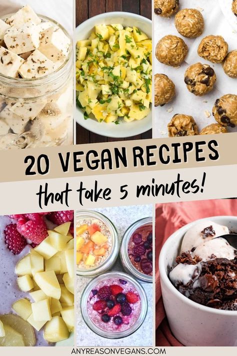 Vegan No Cook Meals, Vegan Lazy Recipes, 5 Minute Vegan Meals, Vegan Microwave Meals, Lazy Vegan Meals, Vegan Quick Meals, Hclf Vegan Recipes, Vegan Recipes For One, Vegan Breakfast Recipes Easy