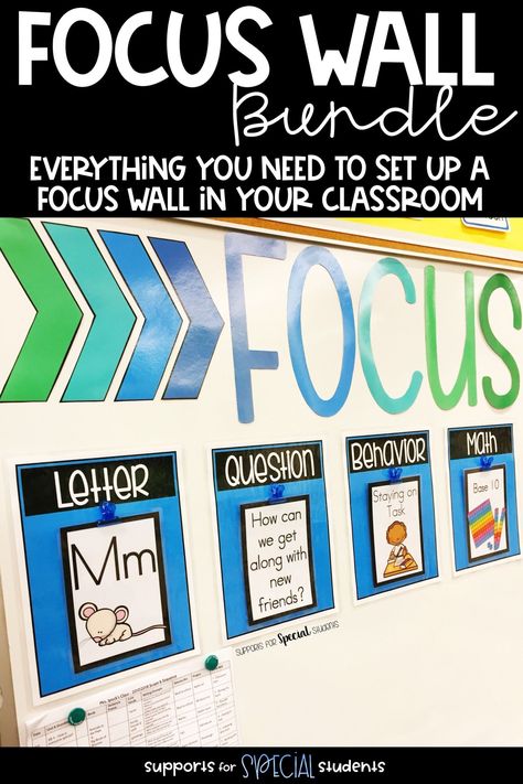 Classroom Focus Wall, Special Education Classroom Decor, Objectives Board, Sped Resources, Special Education Classroom Setup, Focus Boards, Classroom Bulletin Board, Classroom Style, Sped Classroom