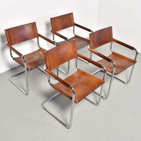 For sale: Set of 4 S34 dining chairs by Mart Stam for Fasem, 1980s | #vntg #vintage Mart Stam Chair, Mart Stam, Dnevna Soba, Bauhaus Chair, Creative Home Decor, Wishing Well, Dream Room, Interior Details, Dining Room Chairs