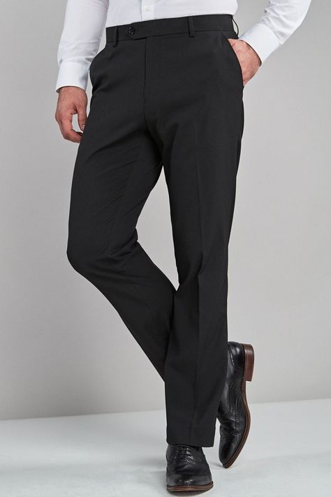 Plain front formal trousers. Machine washable. 75% Polyester, 23% Viscose, 2% Elastane. Black Trousers Men, Formal Trousers, Formal Pants, Men Trousers, Stylish Pants, Smart Trousers, Formal Business, Black Trousers, Trouser Suits