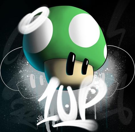 1-UP Mushroom, Super Mario World 1up Tattoo, Mario Cube, Mushroom Super Mario, Tattoo Mushroom, Mario Bros Mushroom, 1up Mushroom, Super Mario Tattoo, Super Mario Mushroom, Mario Tattoo