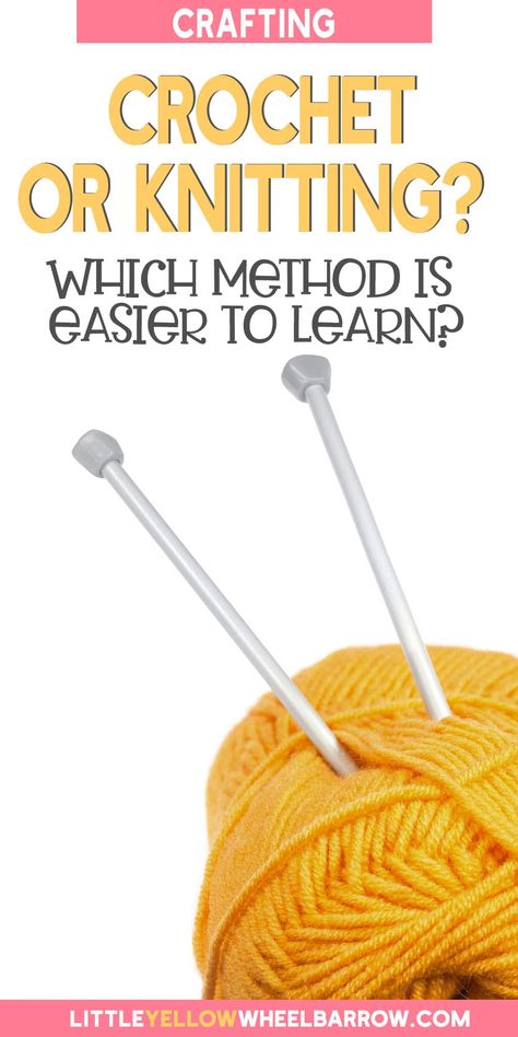 Have you been dreaming of making a beautiful sweater or baby blanket? Needle and yarn crafts such as knitting and crochet yield wonderful products and are fun to make, but which one do you want to learn? Read all about knitting vs crochet: the similarities, differences, pros and cons, and even some great ideas for beginner knit and crochet projects. Leftover Yarn Project, Crochet Vs Knit, Chunky Yarn Crochet Pattern, Chunky Crochet Blanket Pattern, Small Knitting Projects, Chunky Crochet Blanket, Crochet Classes, Easy Knitting Projects, Beginner Knitting Patterns