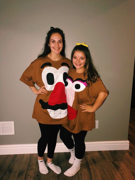 Miss Potato Head Costume Diy, Mr And Mrs Potato Head Costumes, Diy Mr Potato Head Costume, Potato Head Costume, Mr Potato Head Costume, Mr And Mrs Potato Head, Staff Photos, Mister And Misses, Yearbook Staff