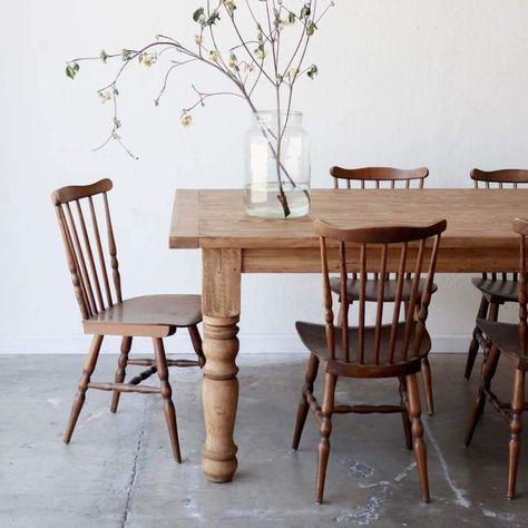 Our Reclaimed Wood Farm Table Finishes & Materials Made from reclaimed antique fir from old buildings. Choose waxed pine (shown), espresso, black, white, mahogany or weathered grey. We can also do a custom paint finish if you'd like. Please contact us for pricing. If you're unsure about which color you'd like, order a finish swatch here. Each piece is hand crafted from natural wood and hand finished. As a result each table will have slight variation in color and texture, adding to its charm and Wood Farm Table, Elsie Green, Reclaimed Wood Dining Table, Reclaimed Wood Furniture, Farmhouse Dining Table, Table Kitchen, Table Dining, Farmhouse Dining Room, Farm Table