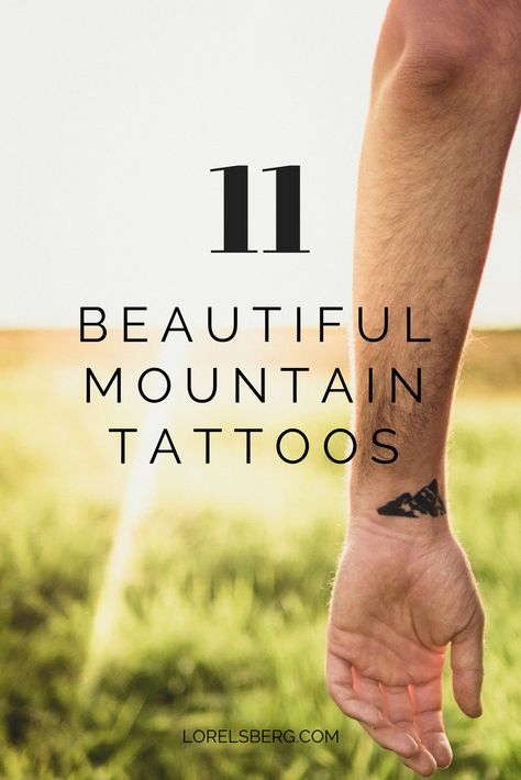 11 beautiful examples of mountain tattoos. Have you been considering getting a tattoo of the mountains? Check out this collection and get inspired. Mountain With Wildflowers Tattoo, Meaningful Mountain Tattoos, Wrist Mountain Tattoos For Women, Montana Mountains Tattoo, Colorado Tattoos For Women, Ain't No Mountain High Enough Tattoo, Mountain Tattoo With Cross, Wildflower Mountain Tattoo, Mountain Wrist Tattoos For Women