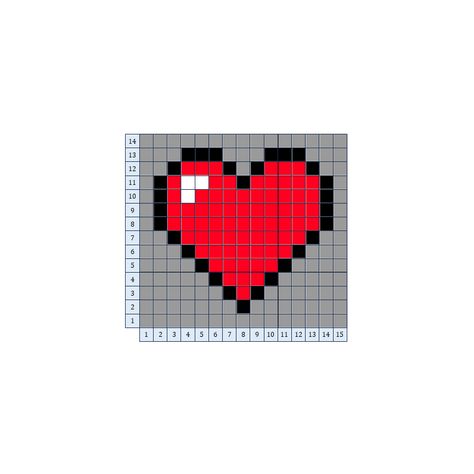 You can make it on 15x15 grid. 15x15 Pixel Art, Pixel Heart, Easy Doodles, Doodles Drawings, Pixel Art Grid, Minecraft Pixel Art, Easy Doodles Drawings, Quick Crochet, Simple Doodles