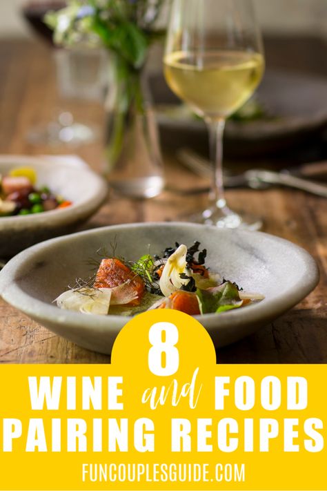 Having trouble pairing wine with a dish?  8 recipes paired with the most popular wines.   Whether you are hosting a party or just want a dinner pairing at home.  You will find that these recipes and wine parings go great and will make you and your guests happy.  Many of these easy to make appetizers will make a great wine pairing menu if you decide to host a wine tasting party.  This will give you ideas for hosting the perfect wine tasting party. Wine And Food Pairings Meals, Tasting Menu Recipes, Wine Tasting Pairing Ideas, Appetizer And Wine Pairing, Food And Wine Pairing Dinners, Wine Pairing Menu Ideas, Wine Tasting Menu Ideas, Wine Pairing Dinner Party, Wine Dinner Menu Ideas