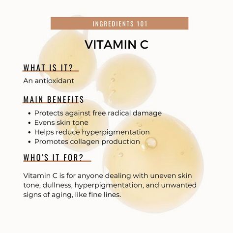 Vitamin C Benefits For Skin, Vitamin C Skin Benefits, Vitamin C For Skin, Normal Skin Type, Vitamin C Benefits, Reduce Hyperpigmentation, Cosmetics Ingredients, Skin Care Order, Skincare Organization