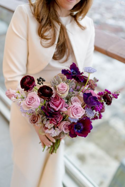 74wythe Wedding, Mauve And Plum Wedding, Purple And Burgundy Wedding, Bourbon Lounge, Mauve Florals, Wedding Rose Gold Theme, Lavender Bouquets, Gold And Burgundy Wedding, Shades Of Mauve